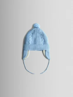 Jojo Maman Bébé Light Blue Cosy Pom Pom Rib Hat Discount