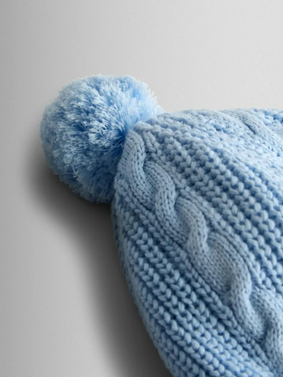 Jojo Maman Bébé Light Blue Cosy Pom Pom Rib Hat Discount