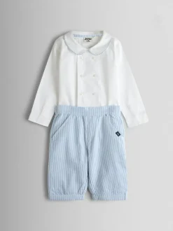 Jojo Maman Bébé Light Blue Double Breast Shirt & Stripe Shorts Set 2 Piece Best