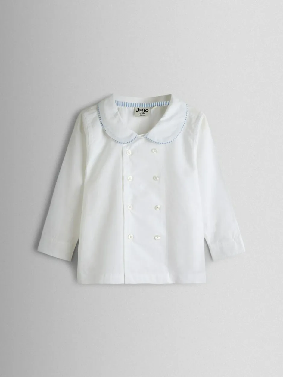 Jojo Maman Bébé Light Blue Double Breast Shirt & Stripe Shorts Set 2 Piece Best