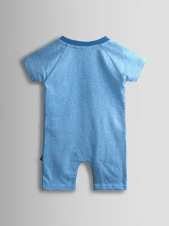 Jojo Maman Bébé Light Blue Tractor Appliqué Scene Romper Online