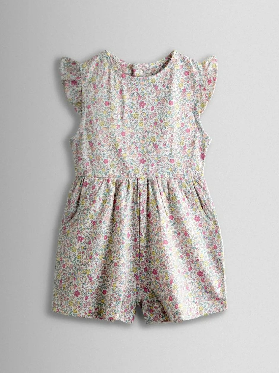 Jojo Maman Bébé Light Pink Ruffle Shoulder Playsuit