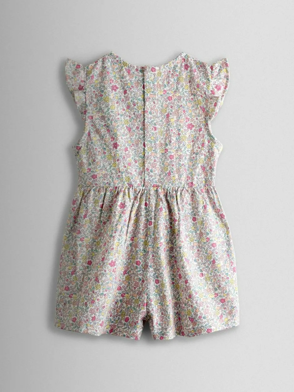 Jojo Maman Bébé Light Pink Ruffle Shoulder Playsuit