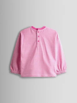 Jojo Maman Bébé Appliqué Stripe Top Mid Pink New