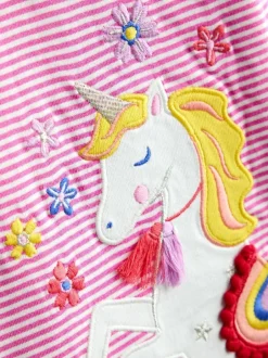 Jojo Maman Bébé Appliqué Stripe Top Mid Pink New