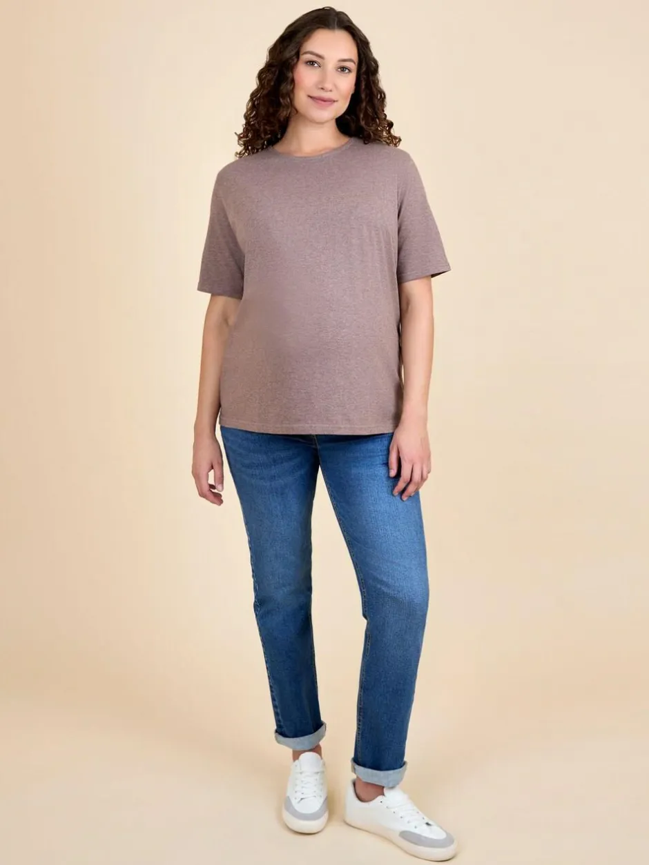 Jojo Maman Bébé Mocha Oversized Boyfriend Maternity T-Shirt Discount