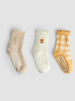 Jojo Maman Bébé 3-Pack Socks Mustard Sunflower