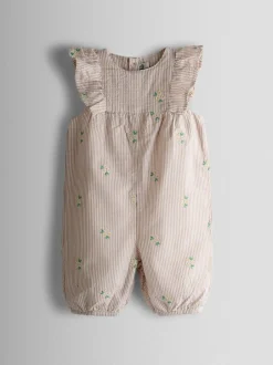 Jojo Maman Bébé Natural Frill Shoulder Embroidered Romper Hot