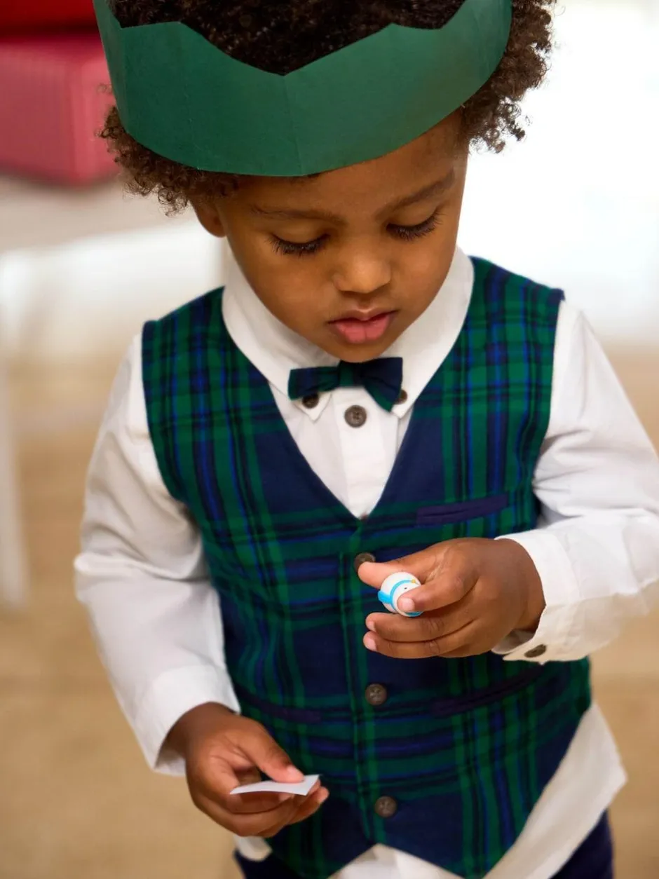 Jojo Maman Bébé 3-Piece Bow Tie Waistcoat & Shirt Set Navy Blue New