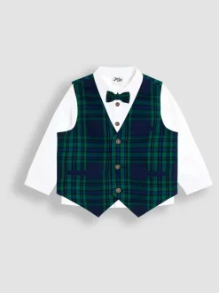 Jojo Maman Bébé 3-Piece Bow Tie Waistcoat & Shirt Set Navy Blue New