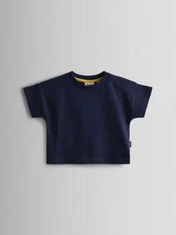 Jojo Maman Bébé Navy Blue Stripe Dungarees, T-Shirt & Hat 3-Piece Set New
