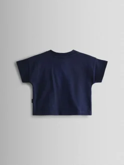 Jojo Maman Bébé Navy Blue Stripe Dungarees, T-Shirt & Hat 3-Piece Set New