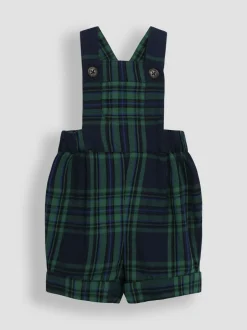 Jojo Maman Bébé Navy Blue Tartan 2-Piece Tartan Dungarees & Body Set