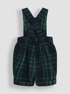 Jojo Maman Bébé Navy Blue Tartan 2-Piece Tartan Dungarees & Body Set