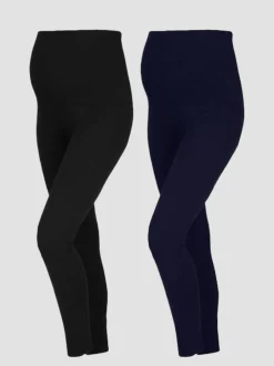 Jojo Maman Bébé 2-Pack Cotton Rich Maternity Leggings Navy Online