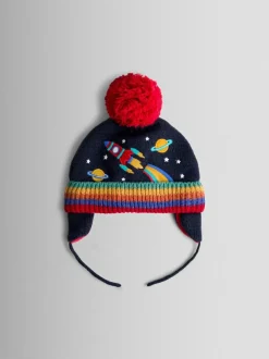 Jojo Maman Bébé Navy Rocket Embroidered Hat New