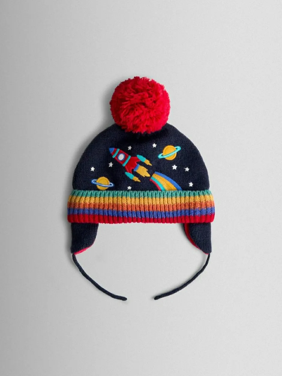 Jojo Maman Bébé Navy Rocket Embroidered Hat New