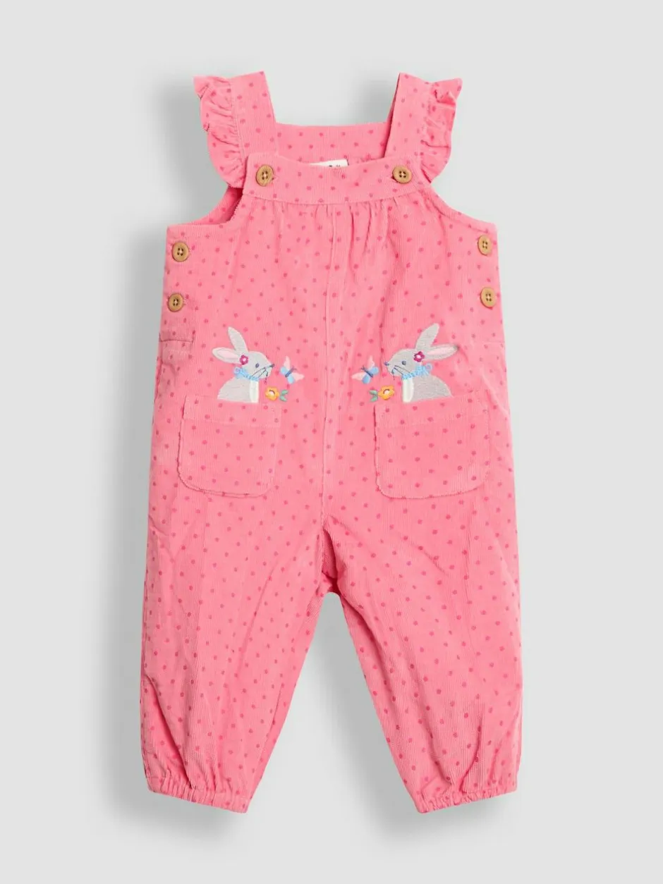 Jojo Maman Bébé Appliqué Cord Dungarees & Top Set Pink Bunny Sale