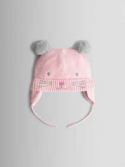 Jojo Maman Bébé Pink Cat Pom Pom Hat Outlet