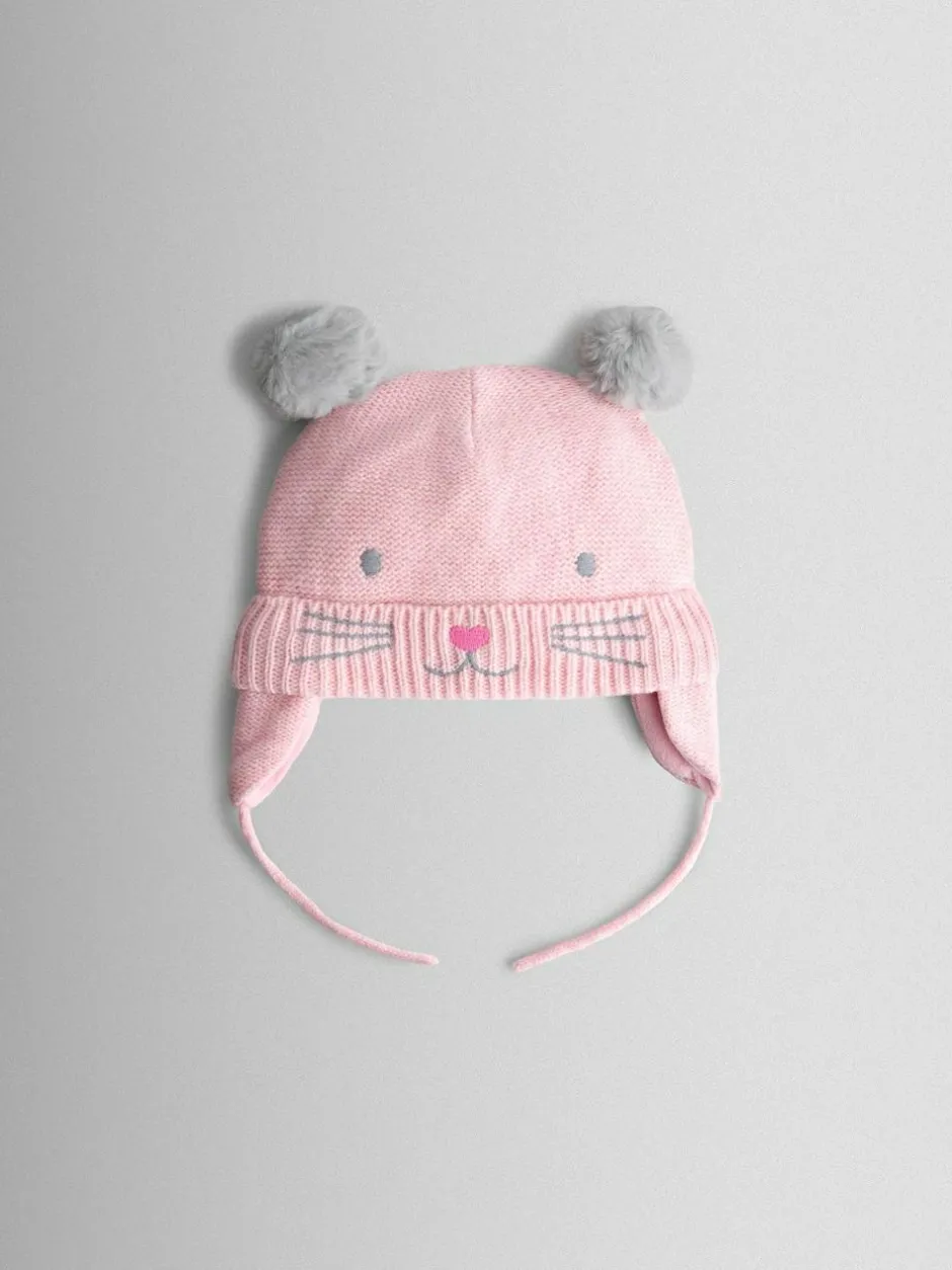 Jojo Maman Bébé Pink Cat Pom Pom Hat Outlet