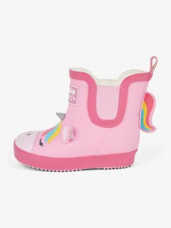 Jojo Maman Bébé Pink Cosy Lined Unicorn Ankle Wellies Outlet