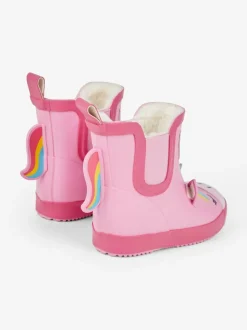 Jojo Maman Bébé Pink Cosy Lined Unicorn Ankle Wellies Outlet