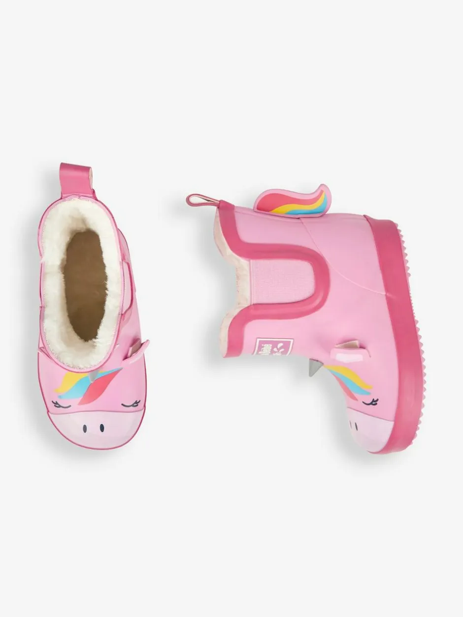 Jojo Maman Bébé Pink Cosy Lined Unicorn Ankle Wellies Outlet