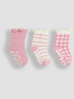 Jojo Maman Bébé Pink Cotton Frill Socks 3 Pack Clearance