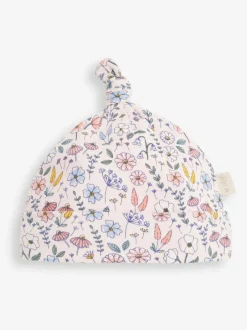 Jojo Maman Bébé Pink Floral Print Cotton Baby Hat Clearance