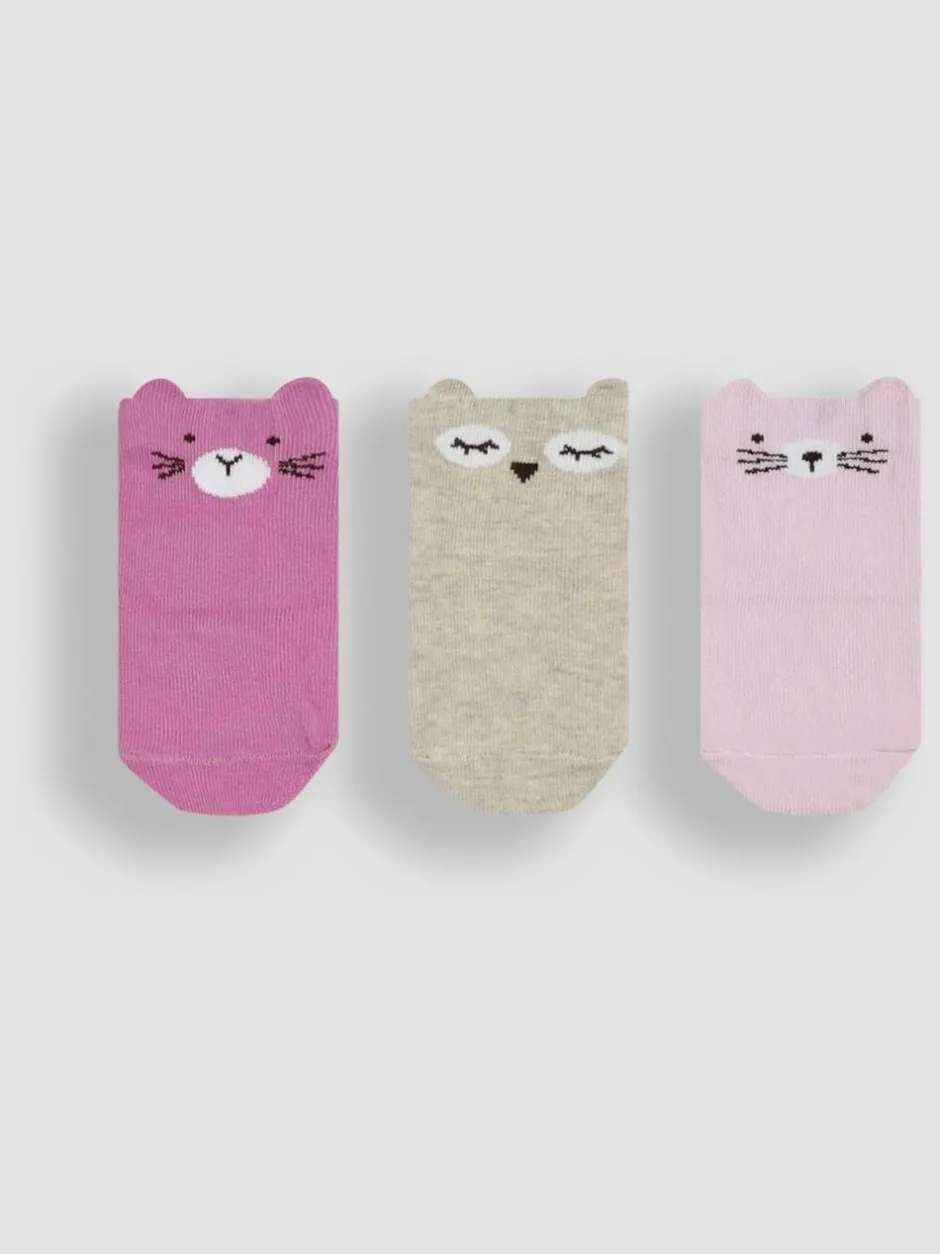 Jojo Maman Bébé Pink 3-Pack Bear Socks Hot