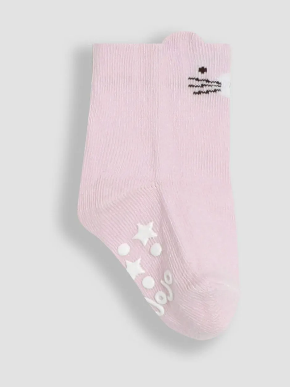Jojo Maman Bébé Pink 3-Pack Bear Socks Hot