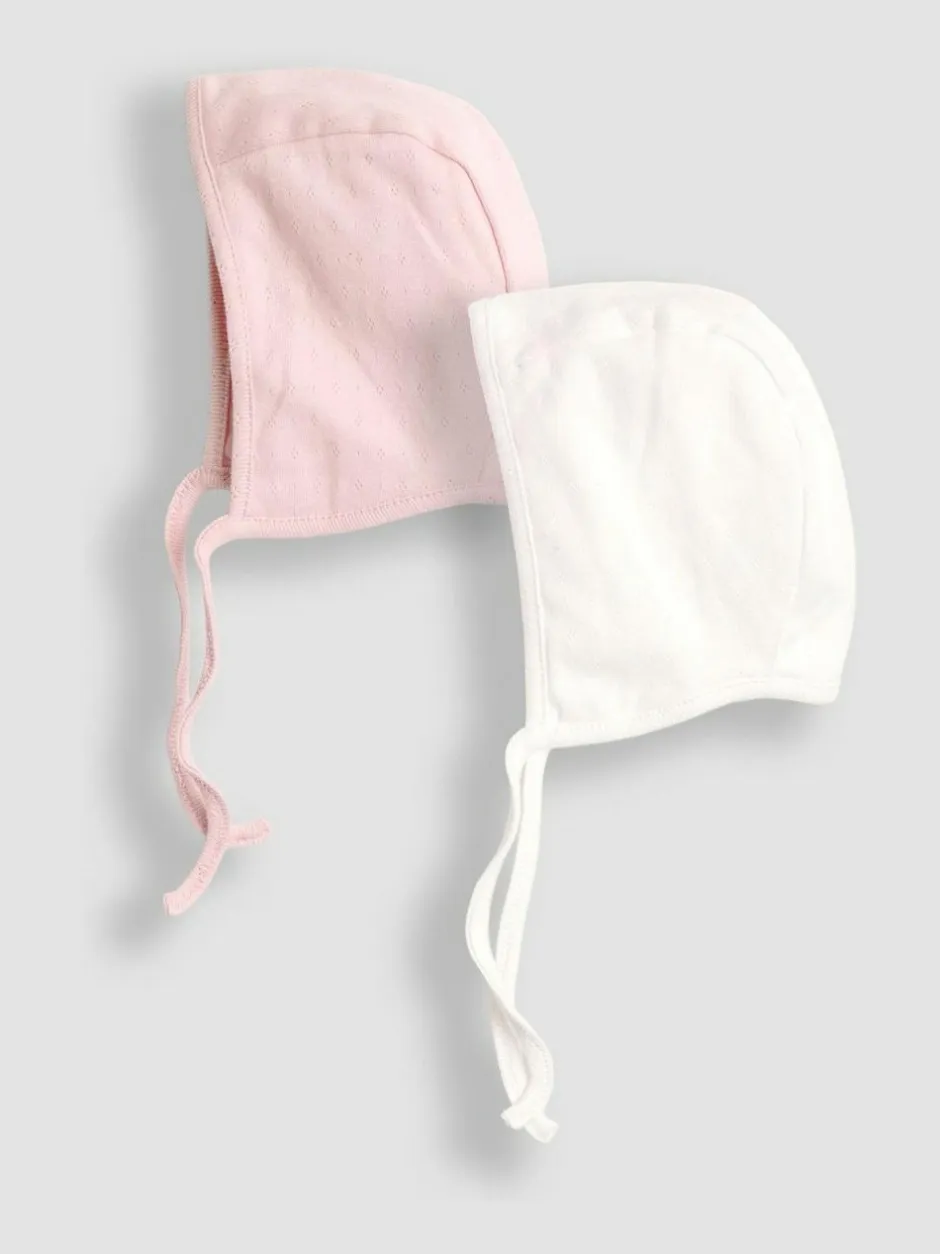 Jojo Maman Bébé Pink 2-Pack Pointelle Bonnets Discount