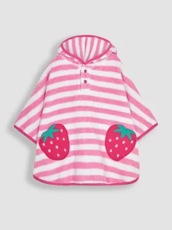 Jojo Maman Bébé Pink Strawberry Towelling Poncho New