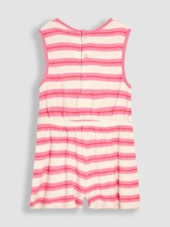 Jojo Maman Bébé Pink Stripe Towelling Sunsuit & Scrunchie Clearance