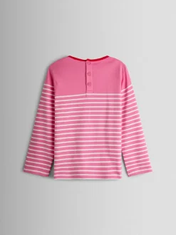 Jojo Maman Bébé Breton Pocket Top Pink Unicorn New