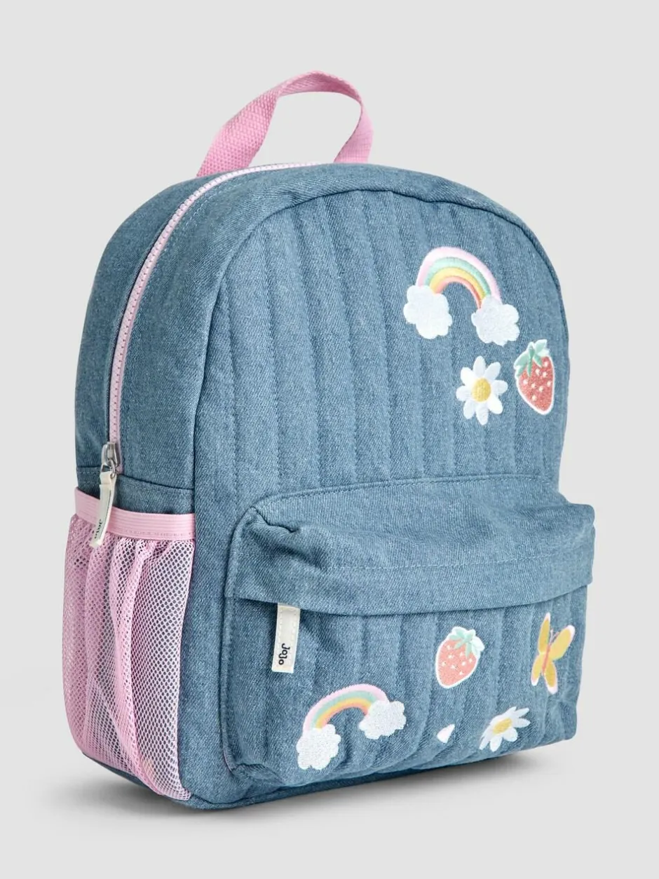 Jojo Maman Bébé Quilted Denim Embroidered Medium Backpack Clearance