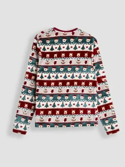 Jojo Maman Bébé Red Men's Christmas Fair Isle Fleece Pyjama Set New