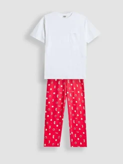 Jojo Maman Bébé Red Men's Christmas Jersey Pyjama Set Online