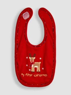 Jojo Maman Bébé Red My First Christmas Reindeer Bib Sale