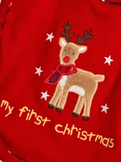 Jojo Maman Bébé Red My First Christmas Reindeer Bib Sale