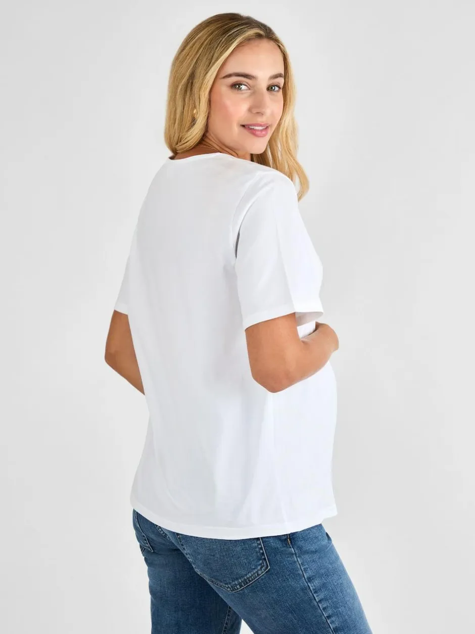 Jojo Maman Bébé White Oversized Boyfriend Maternity T-Shirt Sale