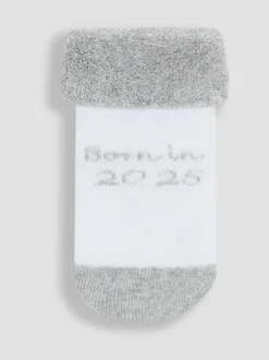 Jojo Maman Bébé White 2-Pack Born In 2025 Baby Socks