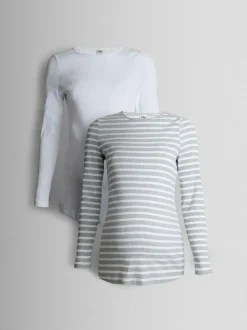 Jojo Maman Bébé White 2-Pack Ribbed Maternity & Nursing Top Best