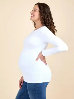 Jojo Maman Bébé White 2-Pack Ribbed Maternity & Nursing Top Best