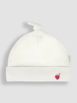 Jojo Maman Bébé Embroidered Cotton Baby Hat White Strawberry Best