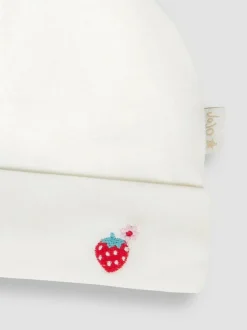 Jojo Maman Bébé Embroidered Cotton Baby Hat White Strawberry Best