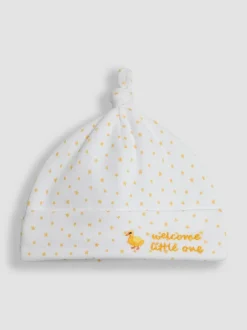 Jojo Maman Bébé White Welcome Little One Hat New