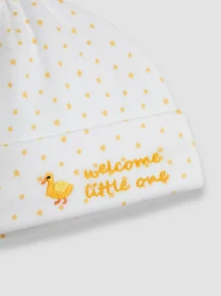 Jojo Maman Bébé White Welcome Little One Hat New