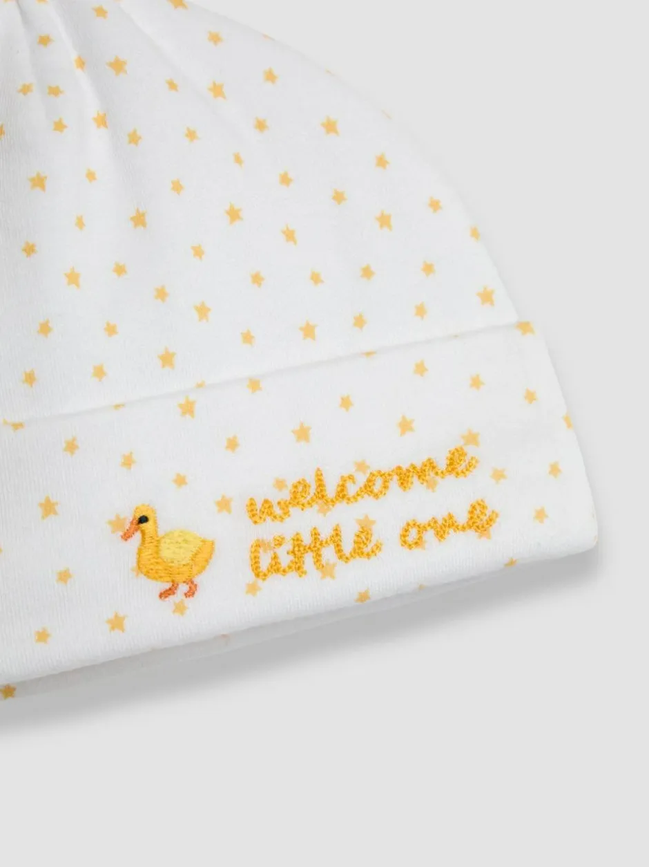 Jojo Maman Bébé White Welcome Little One Hat New