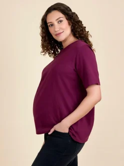Jojo Maman Bébé Wine Oversized Boyfriend Maternity T-Shirt Sale